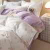 Pink Flowers Duvet Cover Set Ins Fashion Single Queen Size Girls Boys Flat Sheet Pillowcase No Filler Home Decor Bedding Set