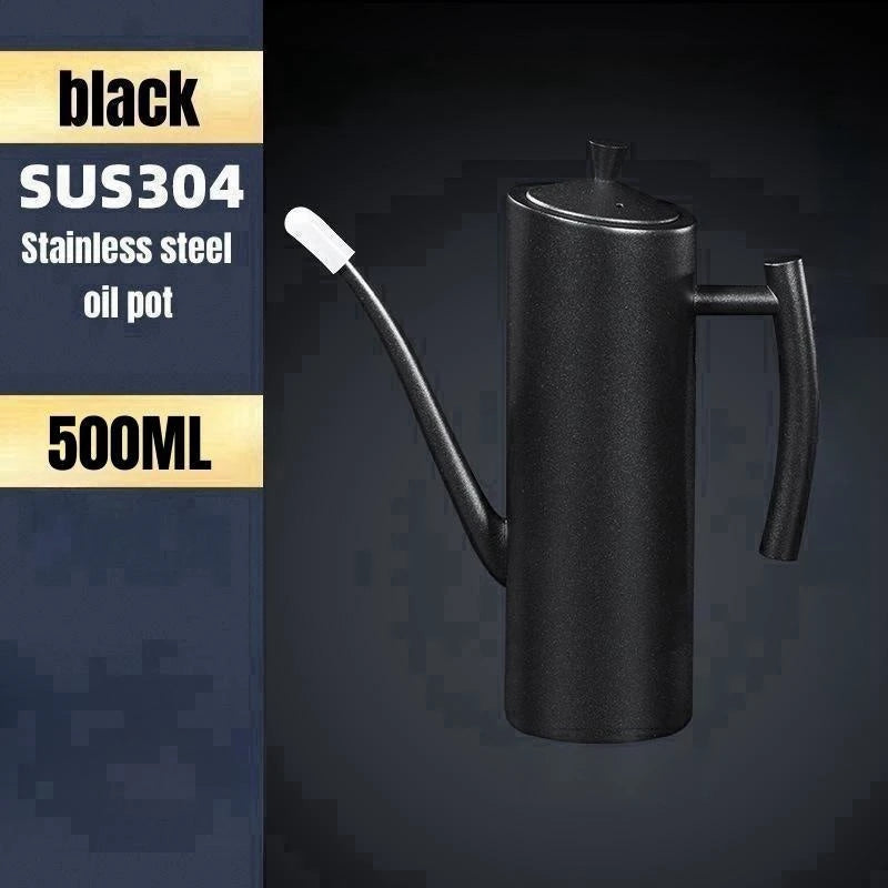 Stainless Steel Oil Pot Kitchen Oil Tank Pot Sauce Vinegar No Drip Dust-Proof Oil Storage Container Tank Storage Kitchen Tools