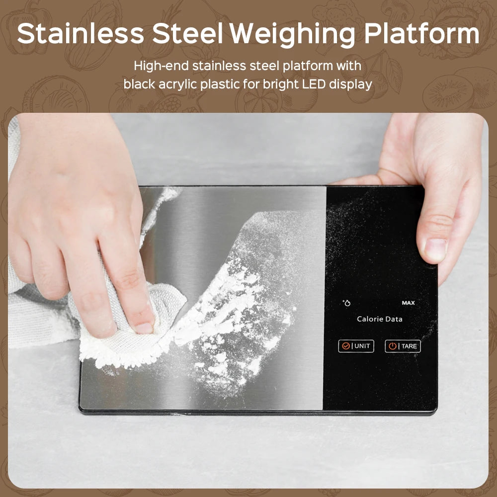 Digital Kitchen Scale 5kg Smart Food Scale Calories Calculator Nutrition Stainless Steel Kitchen Scale Smart Scale Kitchen Tool