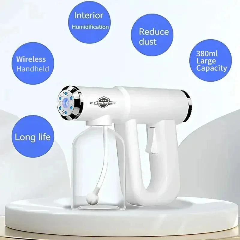 USB Rechargeable Wireless Nano Hair Care Spray – Blue Light Professional Hair Styling Mist Sprayer (300ml)