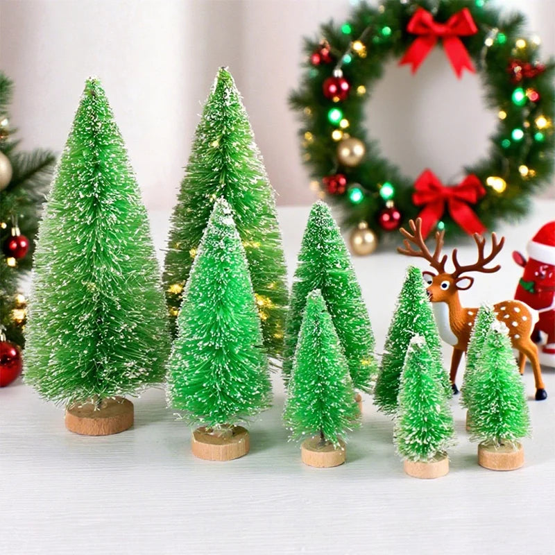 8/12pcs Mini Wooden Christmas Trees Artificial Christmas Tree for Xmas Tabletop Ornaments Christmas Decorations 2025 Navidad
