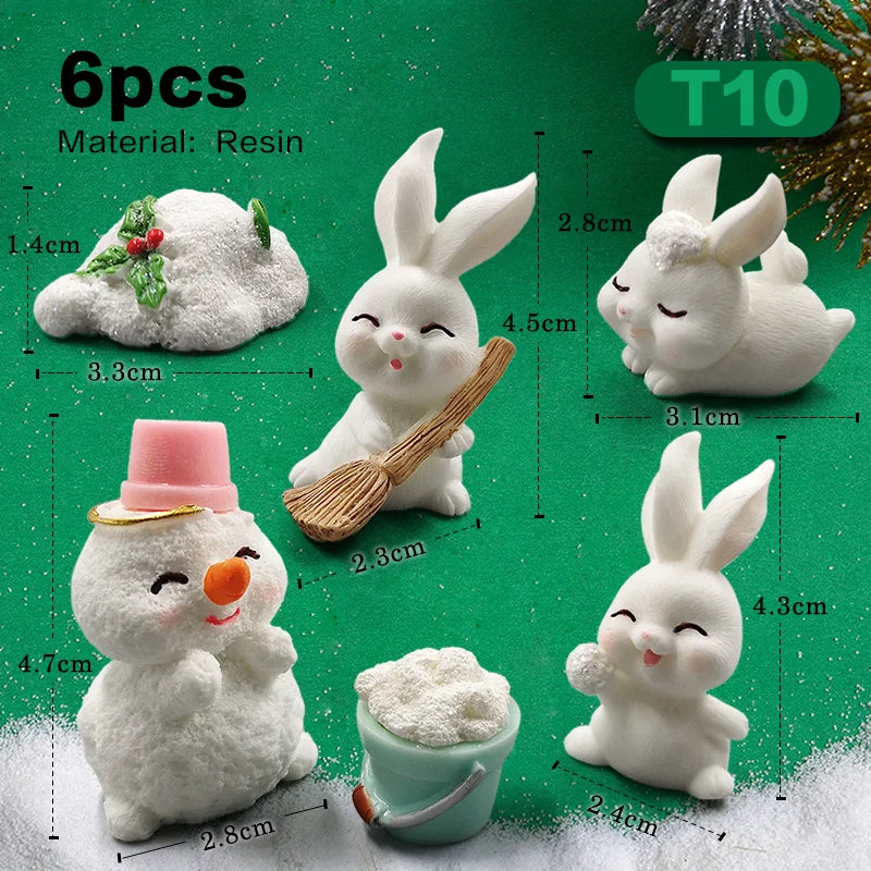 Halloween Christmas Easter White Rabbit Figurine DIY Home Decor Miniature Fairy Garden Dollhouse Decoration Accessories Modern