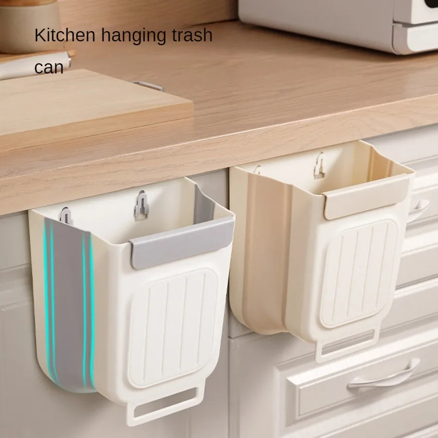 Suspended Foldable Trash Can – Wall-Mounted Kitchen Cabinet Door Waste Bin