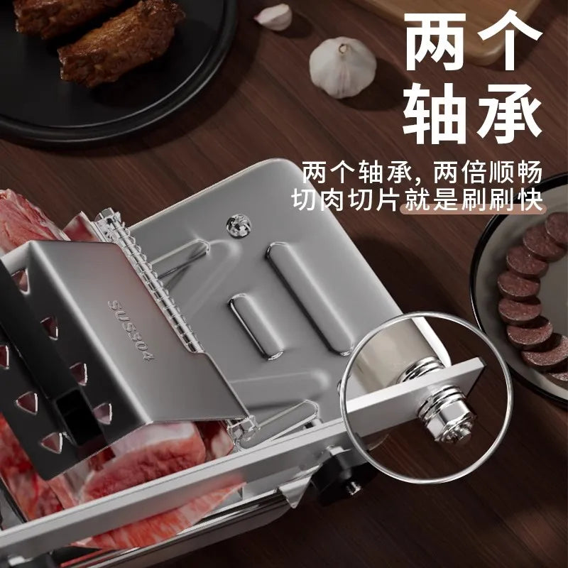 GIANXI Mutton Roll Slicer Machine Stainless Steel Meat Slicer Beef Thin Slice Frozen Meat Household Barbecue Hot Pot Cooking