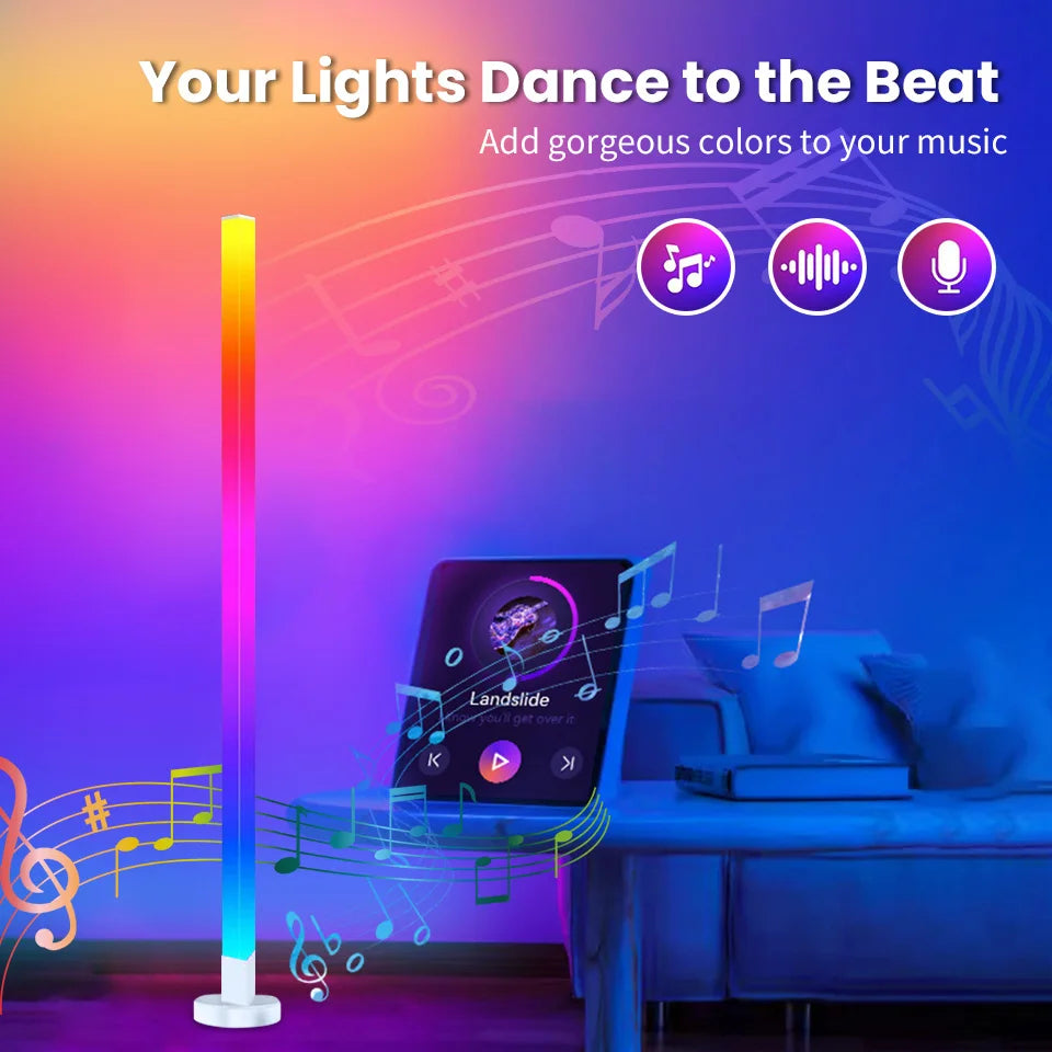 RGB LED Floor Lamp Remote & APP Control Music Sync Corner Lighting Modern Mood Lighting for Bedroom Living Room Gaming decor