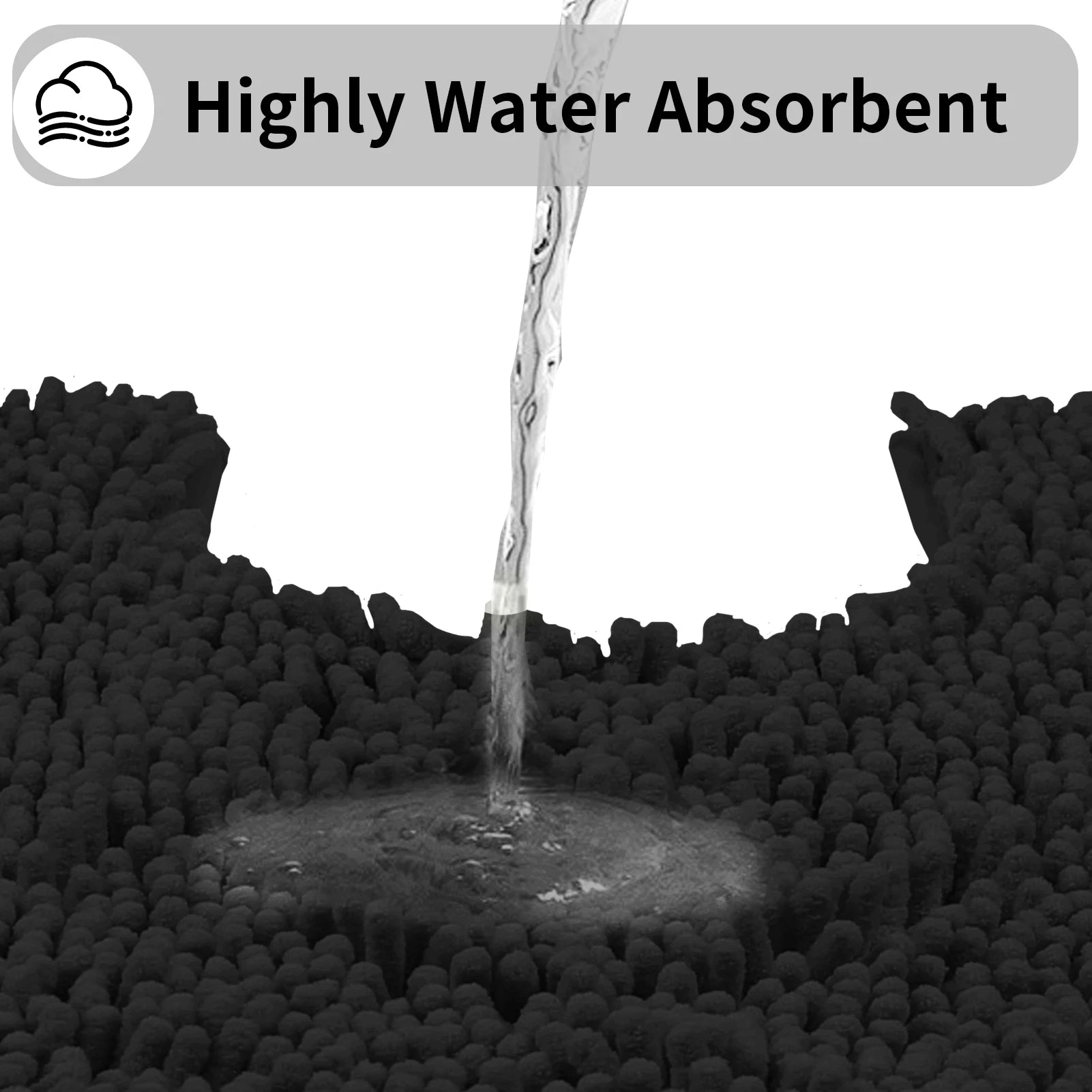 Toilet Rugs U Shaped Washable Bathroom Mat Extra-Soft Plush Rug Chenille Microfiber Super Absorbent Shaggy Machine Wash & Dry