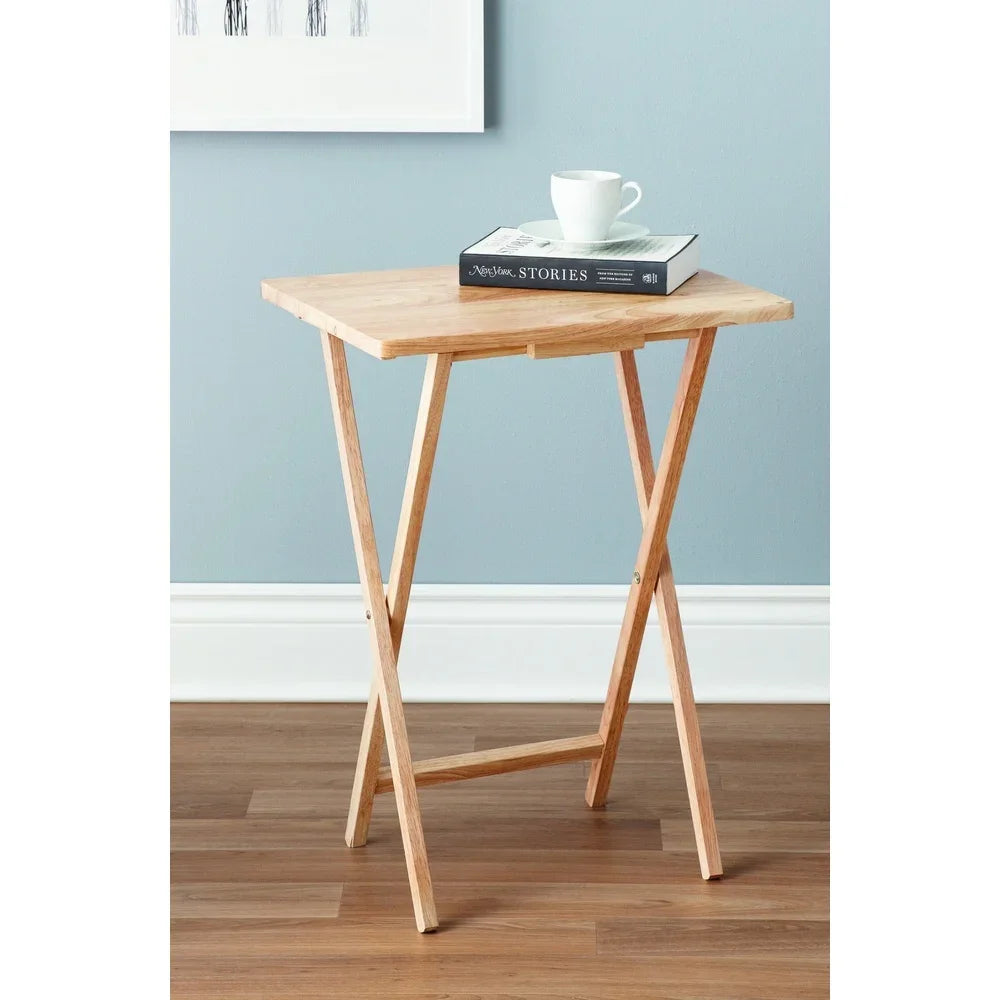 Folding Rubberwood TV Tray Table Portable Lightweight Space-Saving No Assembly