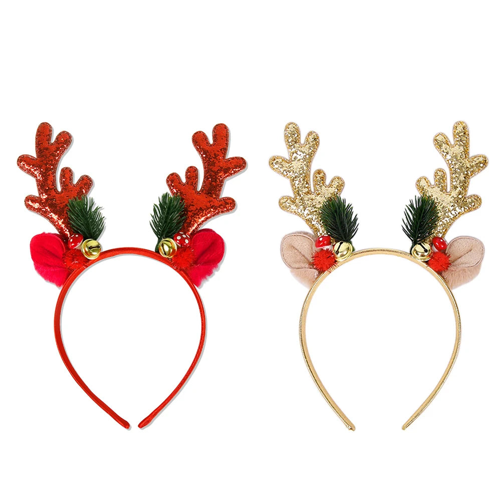 Christmas Headband,Glitter Deer Antlers Headband,Christmas Party Decoration for Kids,Women Hair Decoration