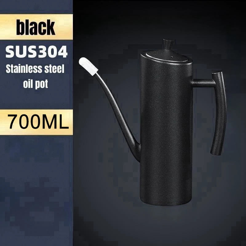 Stainless Steel Oil Pot Kitchen Oil Tank Pot Sauce Vinegar No Drip Dust-Proof Oil Storage Container Tank Storage Kitchen Tools