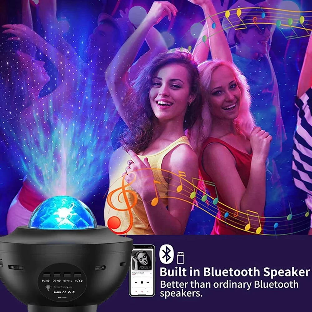 LED Star Galaxy Projector – Ocean Wave Night Light with Rotating Starry Sky for Room Decor & Romantic Ambiance