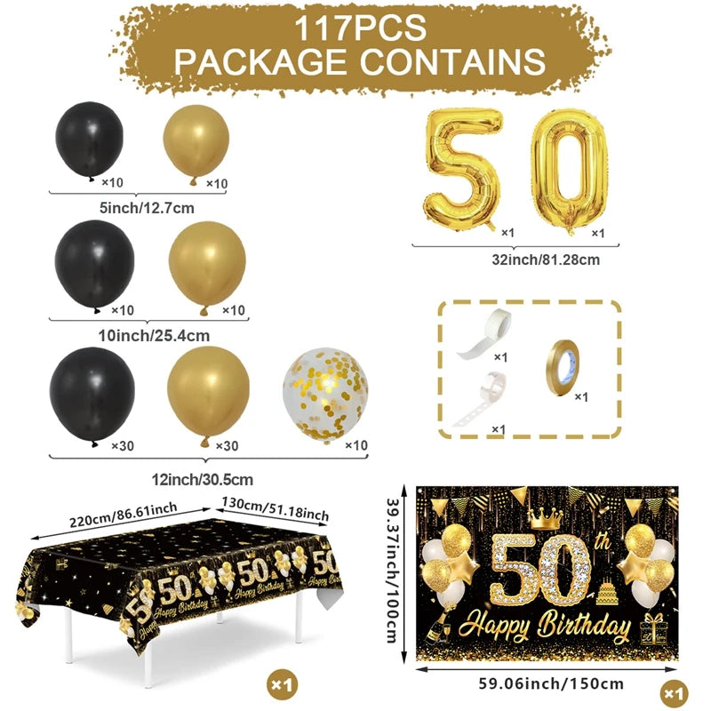 Happy Birthday 40 50 60 Latex Balloons for Adult Birthday Party Decoration 40th 50th 60th Confetti Balloon Anniversary Supplies