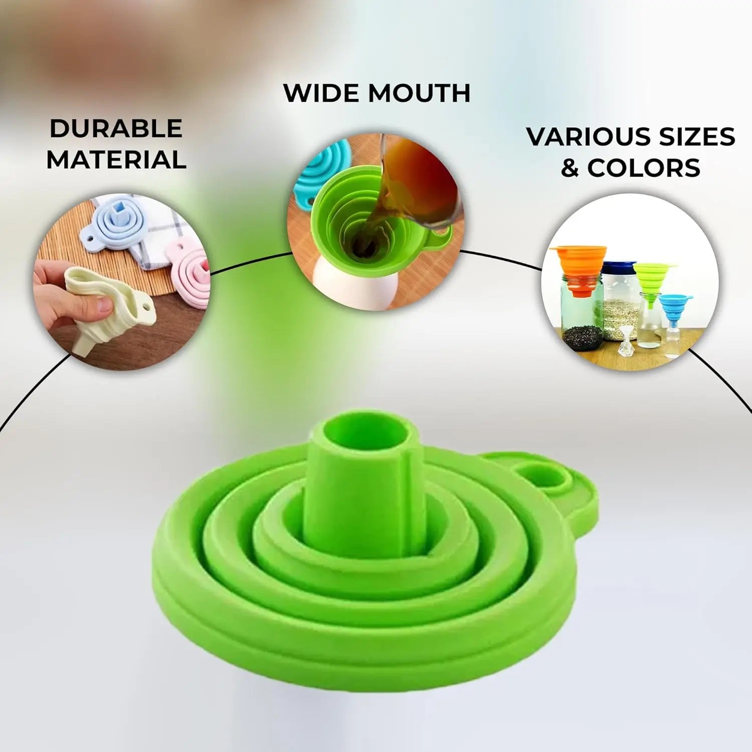 2PCS Silicone Folding Telescopic Long Neck Funnel Creative Household Liquid Dispensing Mini Kitchen Tools Random color