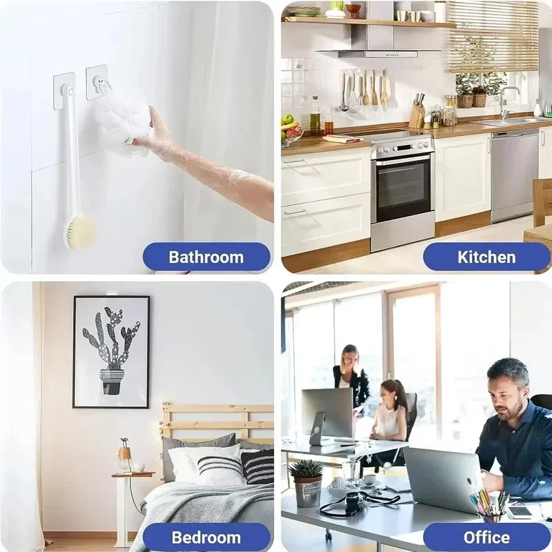 Strong Adhesive Hooks – No-Drill Waterproof Wall Hooks for Picture Frames, Posters & Kitchen Bathroom (10 Pcs)