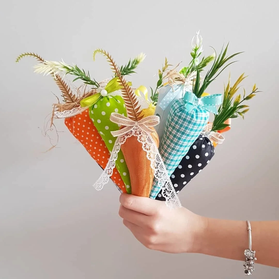 1pack Green Pink Easter Eggs Fabric Rabbits Carrots For Easter Party Hanging Decorations Kids Birthday Party Gifts Supplies