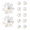 5/10pcs 14.5cm Christmas Flower Ornaments,Pink,Red,Gold,Glitter Artifical Flowers For Christmas Tree,Xmas Decoration For Home