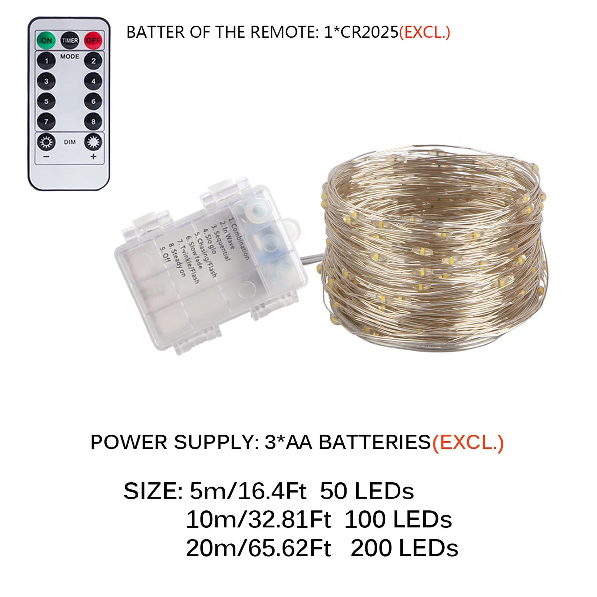 Led String Light Christmas Fairy Light USB Battery Remote Garland Copper Wire LED Lamp for Wedding Party Decoration 10M 20M