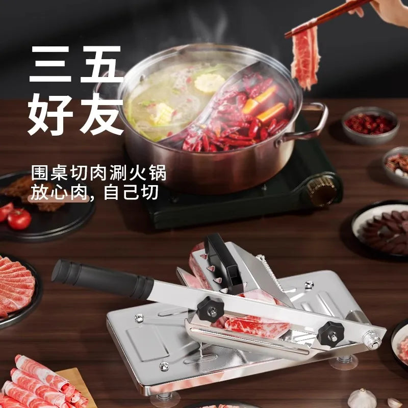 GIANXI Mutton Roll Slicer Machine Stainless Steel Meat Slicer Beef Thin Slice Frozen Meat Household Barbecue Hot Pot Cooking