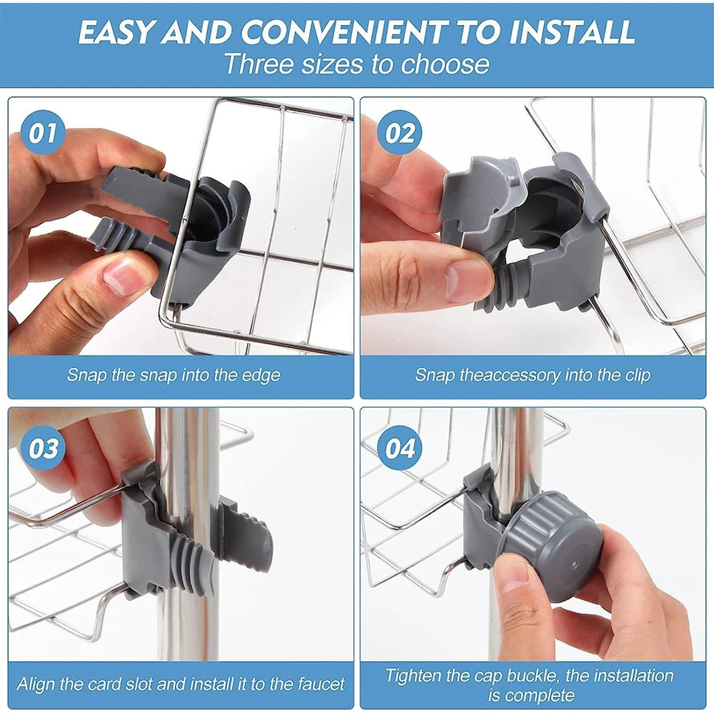 Kitchen Sink Faucet Organizer Rack with Sponge & Soap Holder
