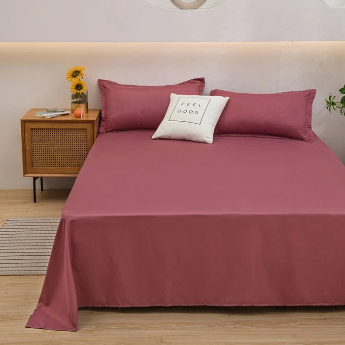 1 pc Bed Flat Sheet for Double Bed Plain Solid Color Top Sheets Single/Queen/King Flat Bedsheets Soft Home Bed Linen Sheets