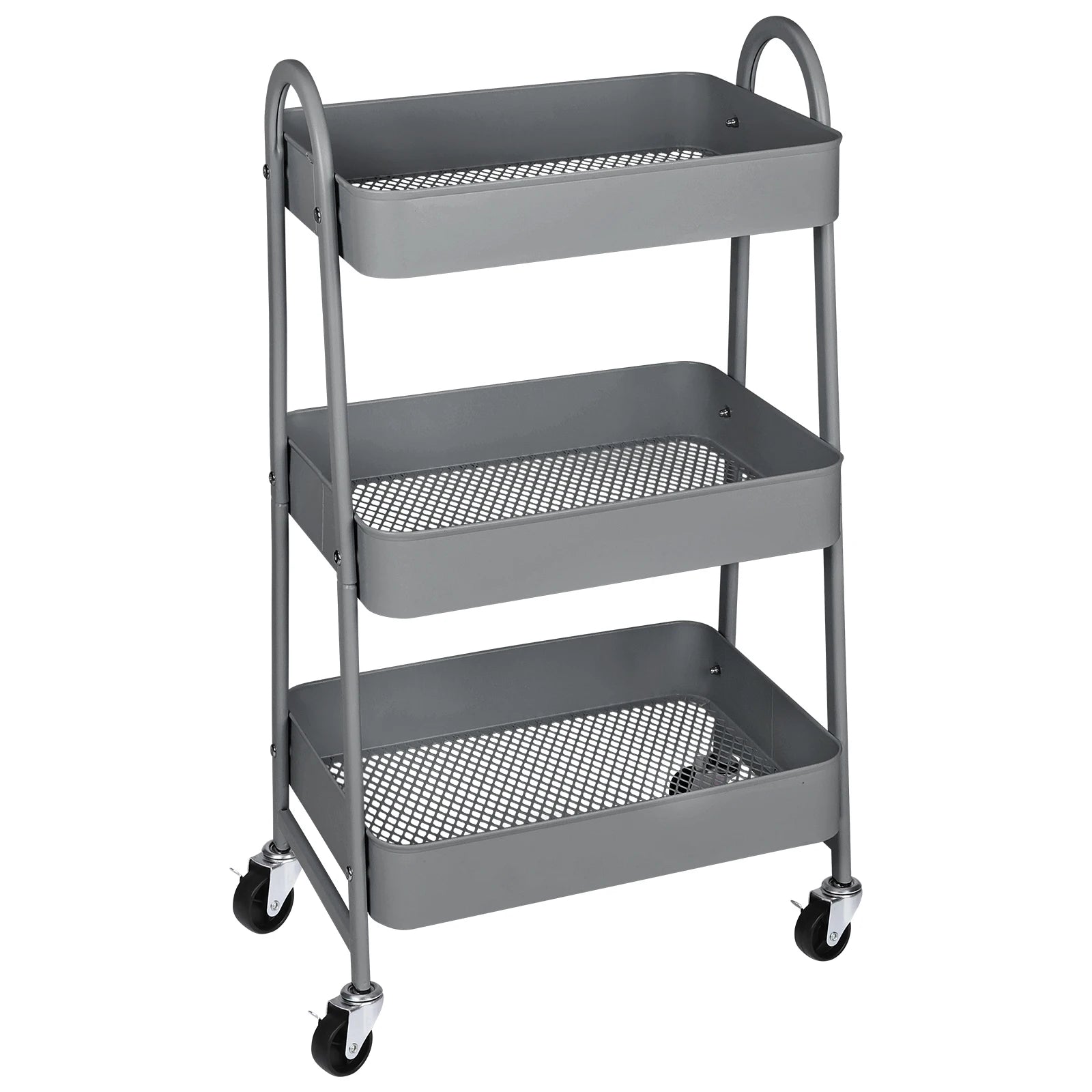 JHK 3 Tier Metal Storage Kitchen Cart with Lockable Wheels Mobile Shelving Unit Utility Rolling Organizer For Home Narrow Places