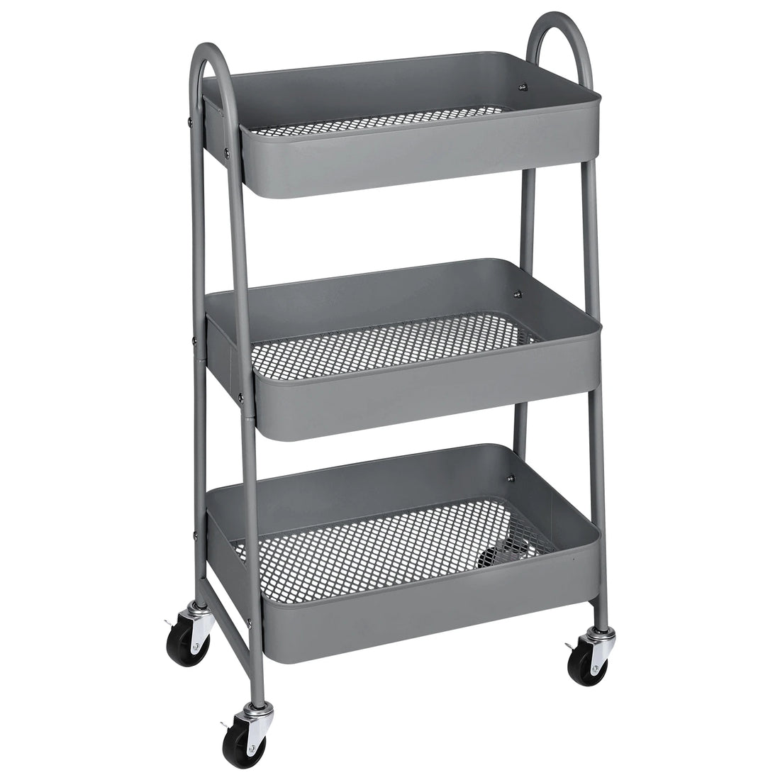 JHK 3 Tier Metal Storage Kitchen Cart with Lockable Wheels Mobile Shelving Unit Utility Rolling Organizer For Home Narrow Places