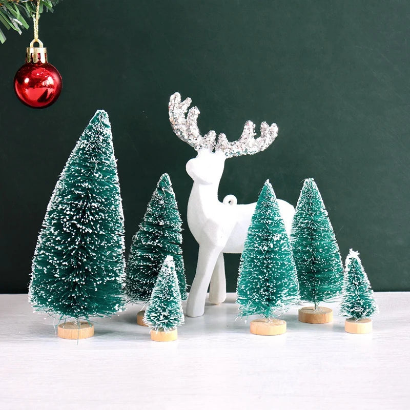 8/12pcs Mini Wooden Christmas Trees Artificial Christmas Tree for Xmas Tabletop Ornaments Christmas Decorations 2025 Navidad