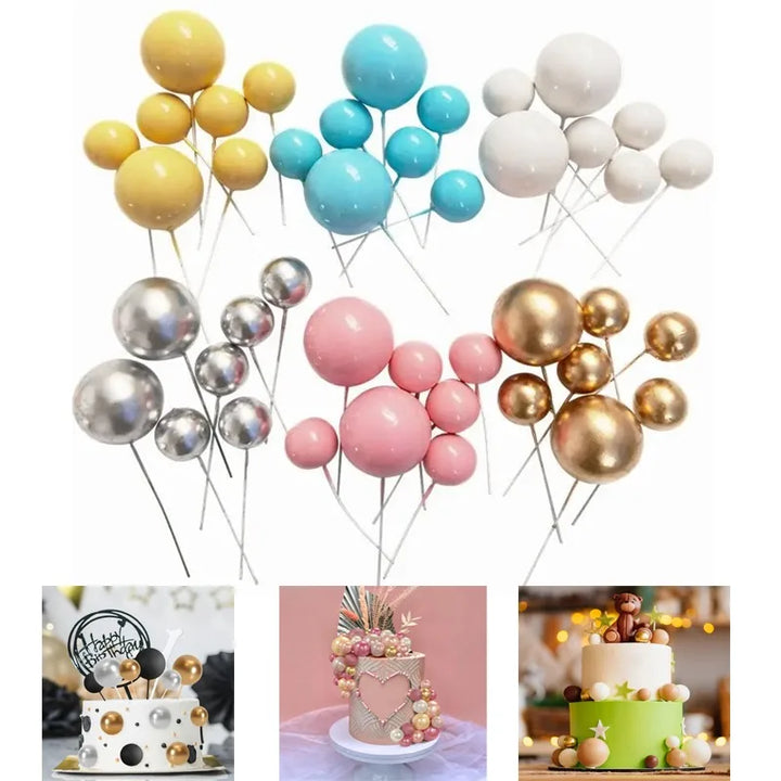 20PCS Ball Cake Picks Colorful Ball Shaped Cake Topper Pearl Balls Cupcake Cake Insert Topper for Birthday Party Wedding Decor