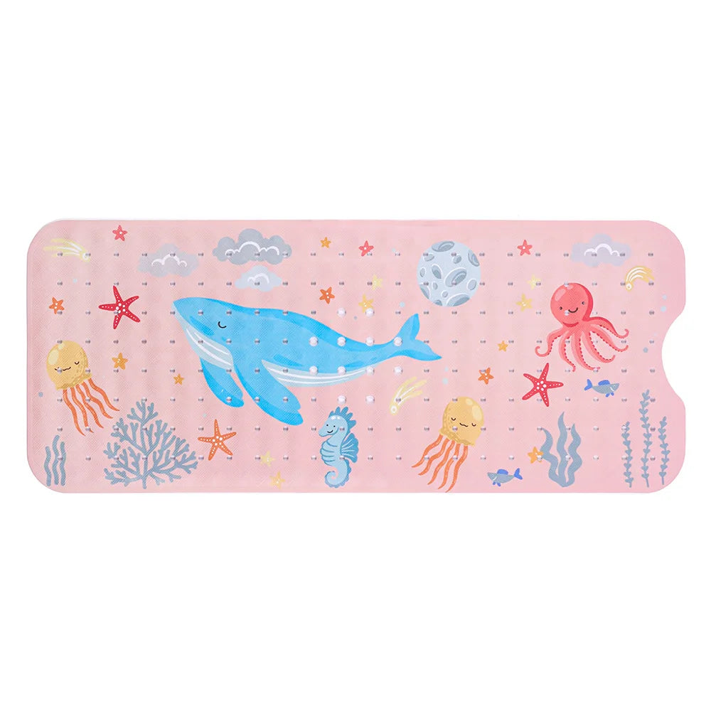 40x100cm Cute Cartoon Sea World Anti-Skid Shower Bathtub Mats with Sucker Non-Slip Bath Mat Soft Pad Kid's Elder Carpet Rug