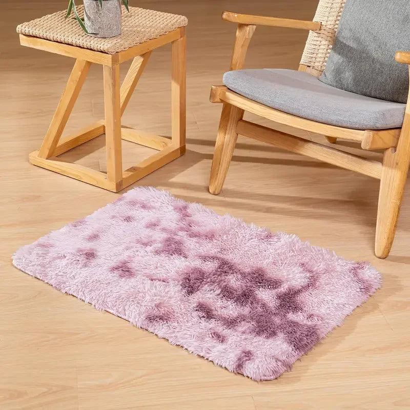VIKAMA Children'S Room Mat Home Decor Living Room Mat Tie-Dye Gradient Silk Wool Carpet Entry By Mat Plush Soft Fluffy