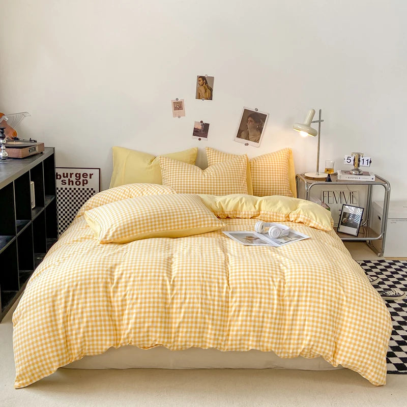 Skin-friendly Quilt Cover Plaid Style Duvet Covers Double Side Bed Cover постельное белье Home Comforter Covers(No Pillowcase)
