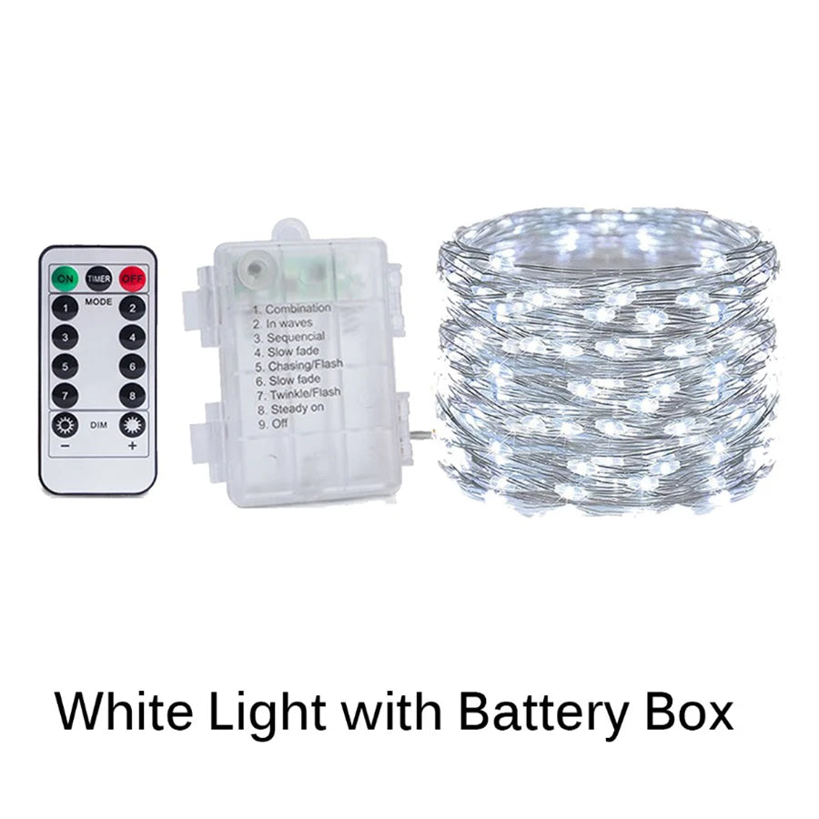 Led String Light Christmas Fairy Light USB Battery Remote Garland Copper Wire LED Lamp for Wedding Party Decoration 10M 20M