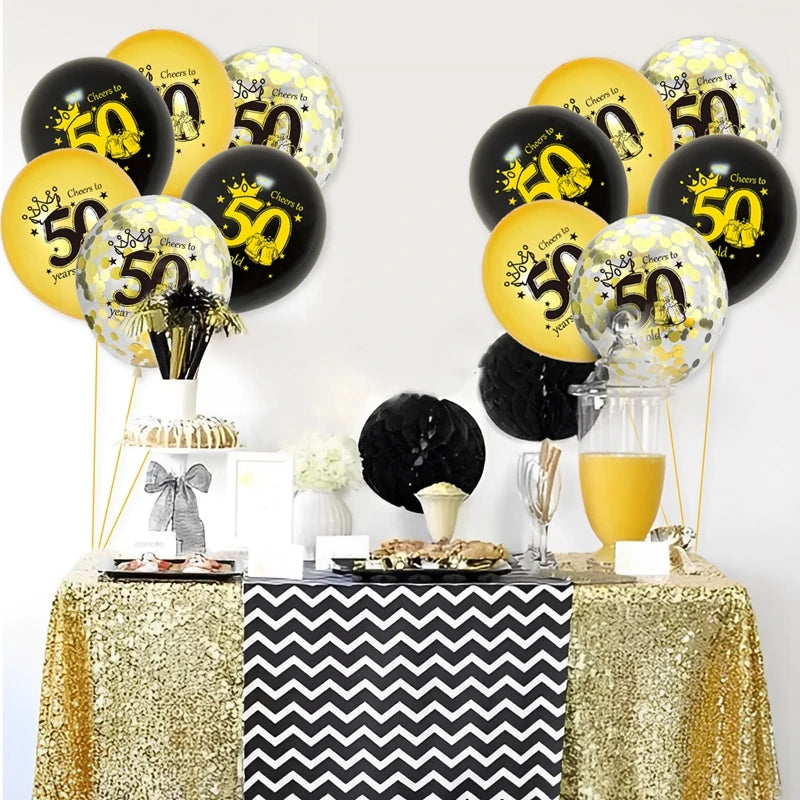 Happy Birthday 40 50 60 Latex Balloons for Adult Birthday Party Decoration 40th 50th 60th Confetti Balloon Anniversary Supplies