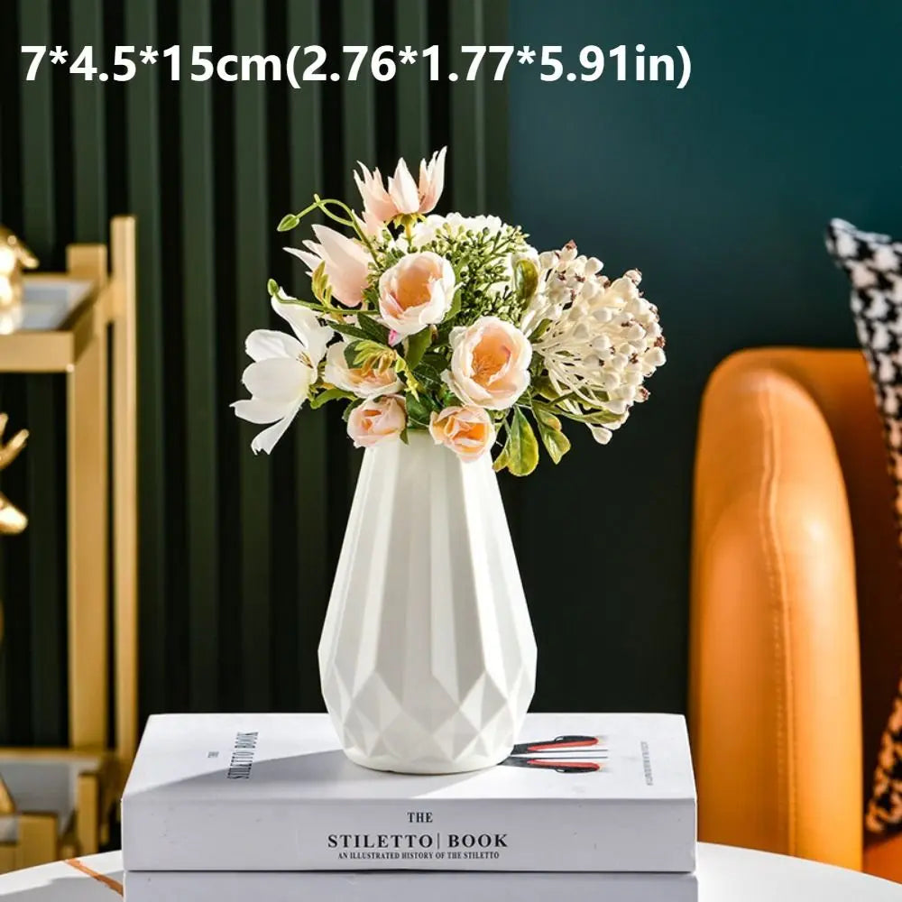 1PC Plastic Spiral White Vase Nordic Creative Flower Arrangement Container For Kitchen Living Bedroom Home Decoration Ornament