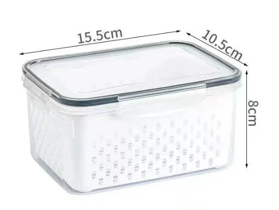 Fridge Fruit Storage Containers with Strainer Washing Bowl for Salad & Berries