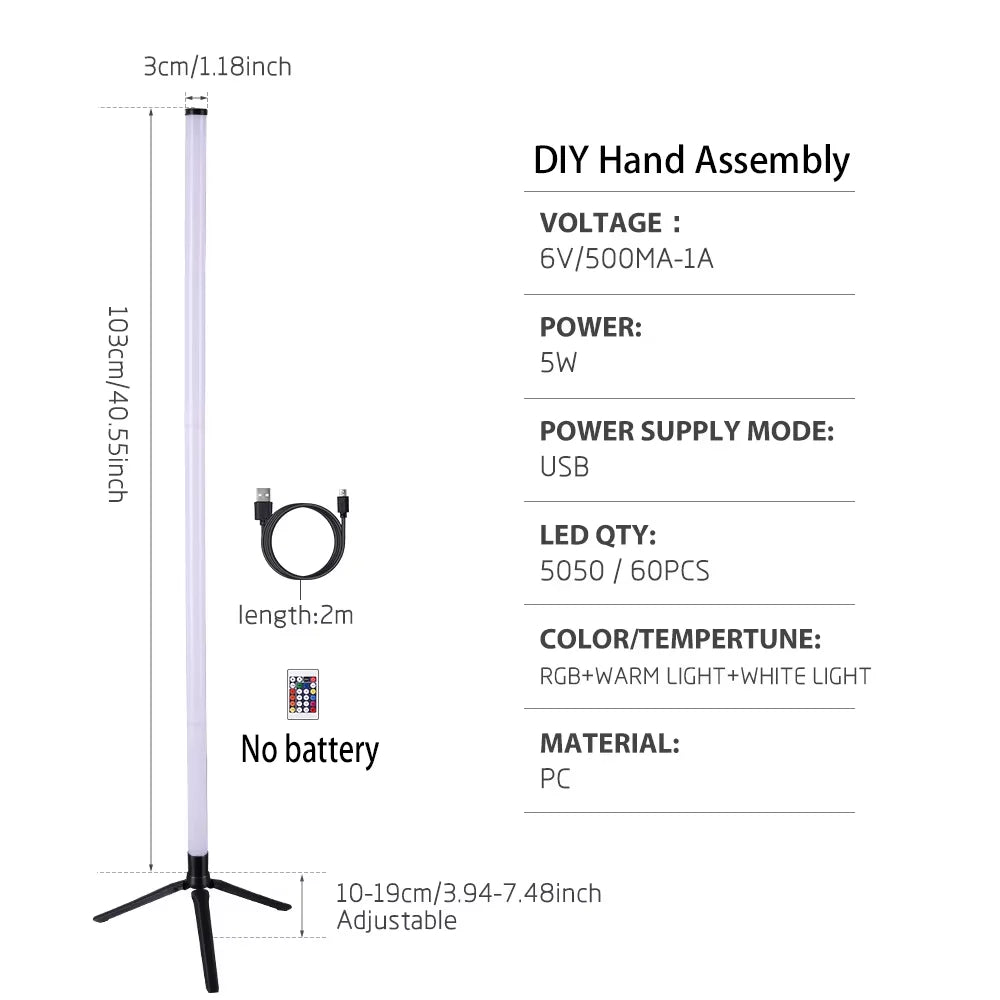 RGB LED Floor Lamp Remote APP Control Music Sync Corner Mood Lighting Smart Modern Mood Standing Lights for Bedroom Living Room