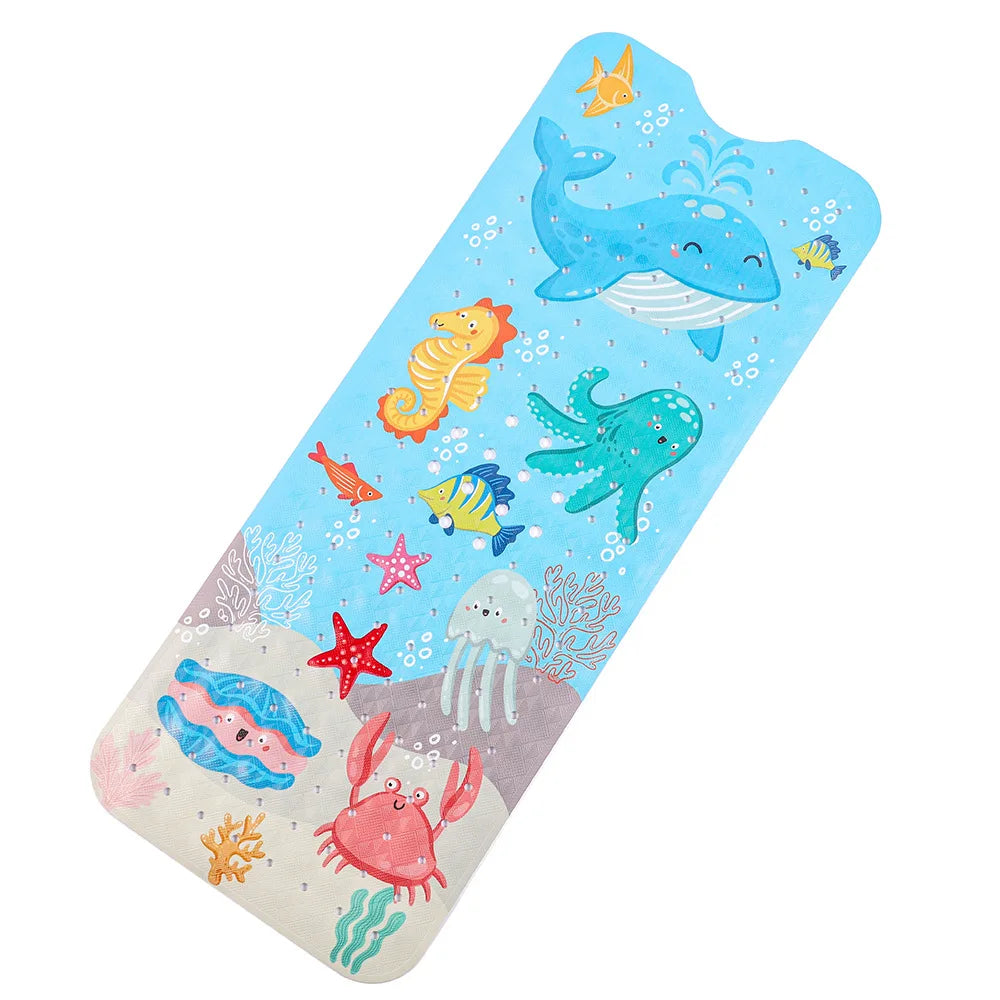 40x100cm Cute Cartoon Sea World Anti-Skid Shower Bathtub Mats with Sucker Non-Slip Bath Mat Soft Pad Kid's Elder Carpet Rug