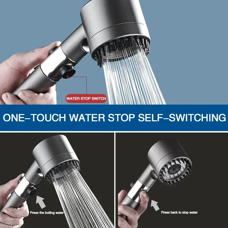 3-Mode High Pressure Shower Head with Massage Brush Filter
