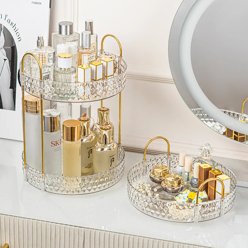 3-Tier 360° Rotating Cosmetic Organizer for Vanity Storage