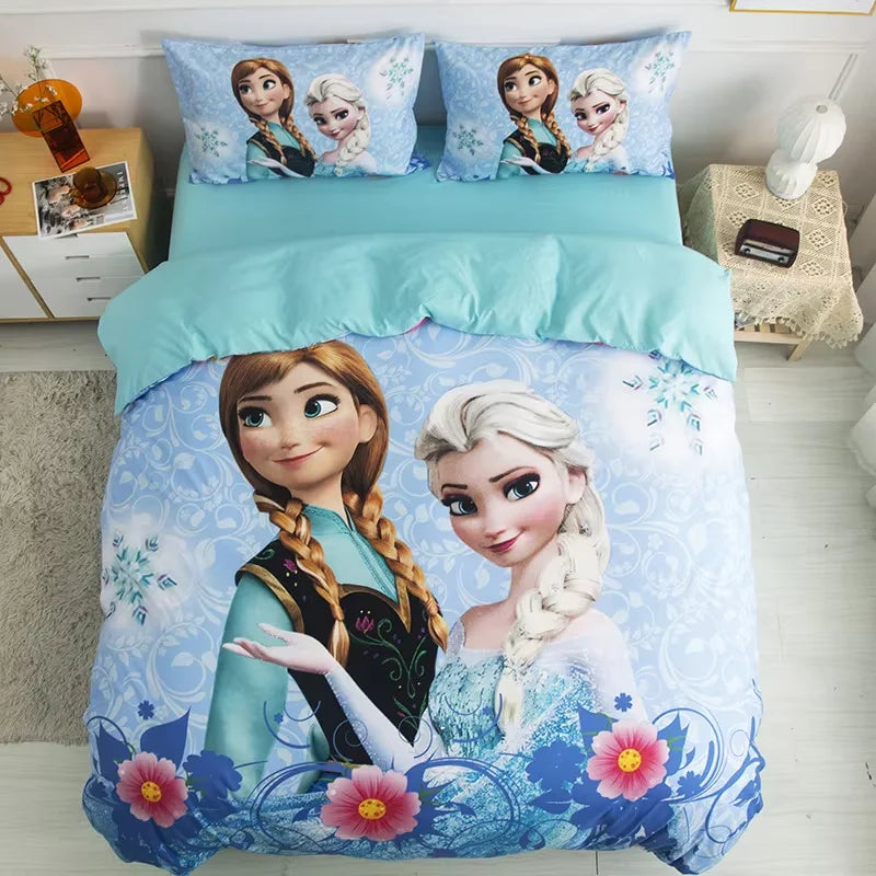 3D Frozen Comforter Cover Set For Kids Girls, Duvet Cover Single Queen King Bedding Set, Elsa and Anna Princess Quilt Cover