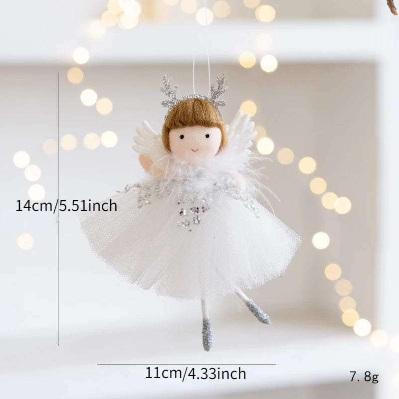New Christmas Mouse Doll Pendant Girl Ballet Angel Christmas Tree Pendant Plush Hanging Xmas Decoration Charms New Year Gifts