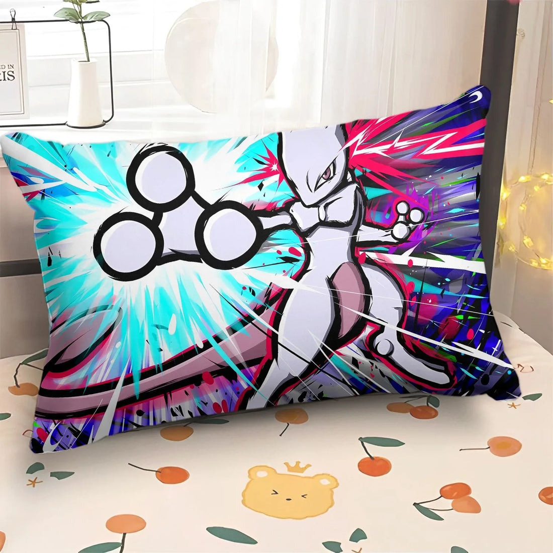 Kawaii Pokémon Pillowcase Pikachu Geng Ghost Pattern Printing Living room Sofa Pillow Case Room Home Decoration 40x60 50x70cm