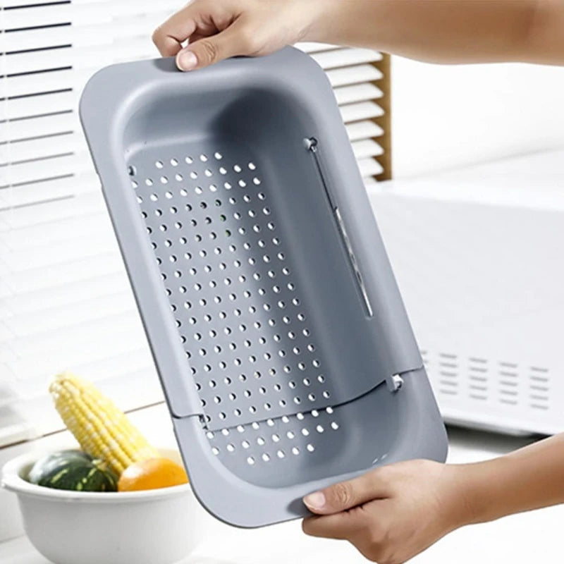 Expandable Adjustable Sink Drain Basket – Vegetable & Fruit Washing Basin with Drain Rack for Kitchen