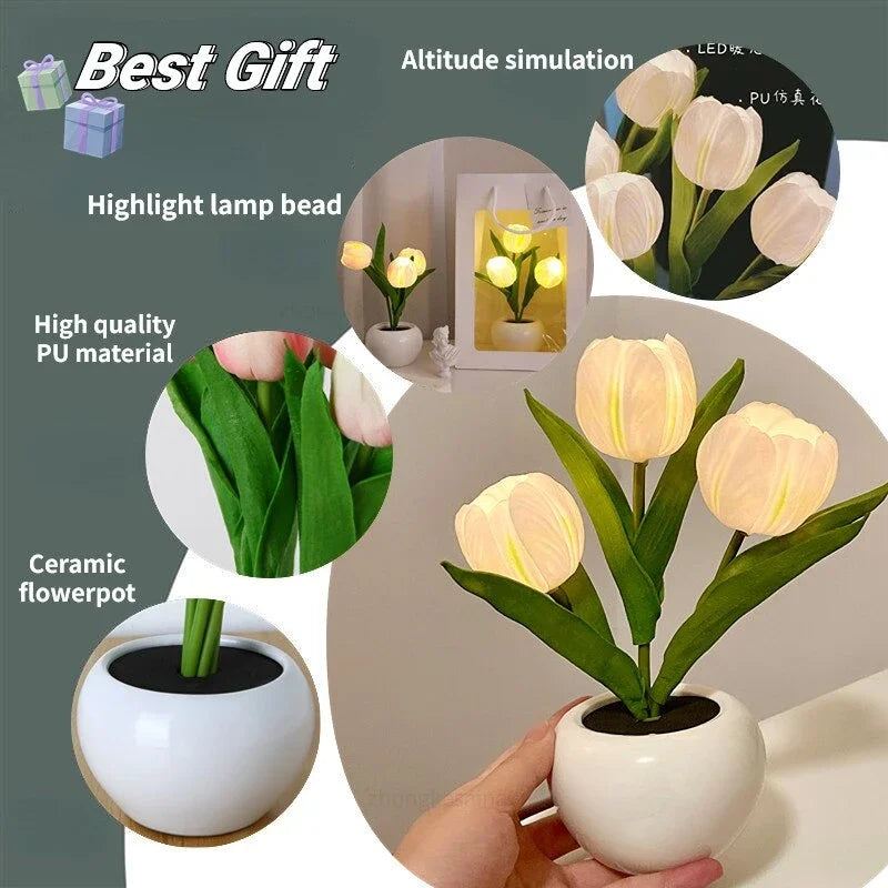 LED Tulip Night Light – Simulation Flower Atmosphere Desk Lamp for Room Decor & Gift
