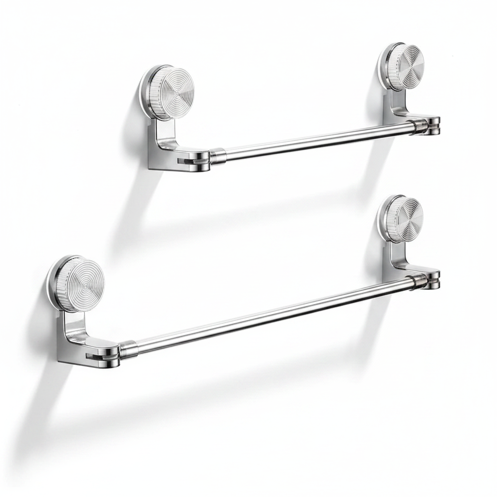 Suction Cup Retractable Towel Bar – Rotatable Corner Towel & Shoe Shelf Punch-Free Bathroom Storage Rack