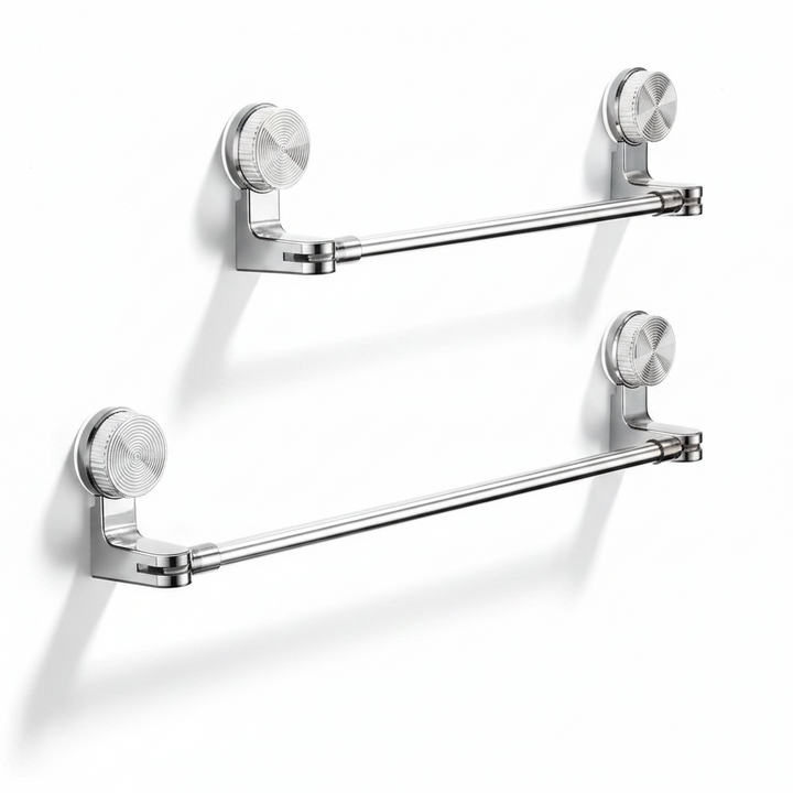 Suction Cup Retractable Towel Bar – Rotatable Corner Towel & Shoe Shelf Punch-Free Bathroom Storage Rack