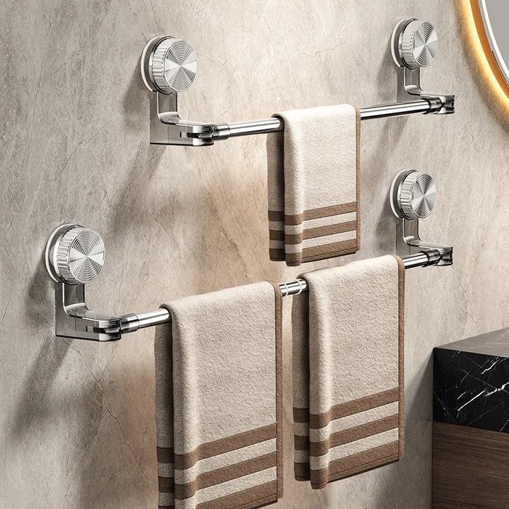 Suction Cup Retractable Towel Bar – Rotatable Corner Towel & Shoe Shelf Punch-Free Bathroom Storage Rack