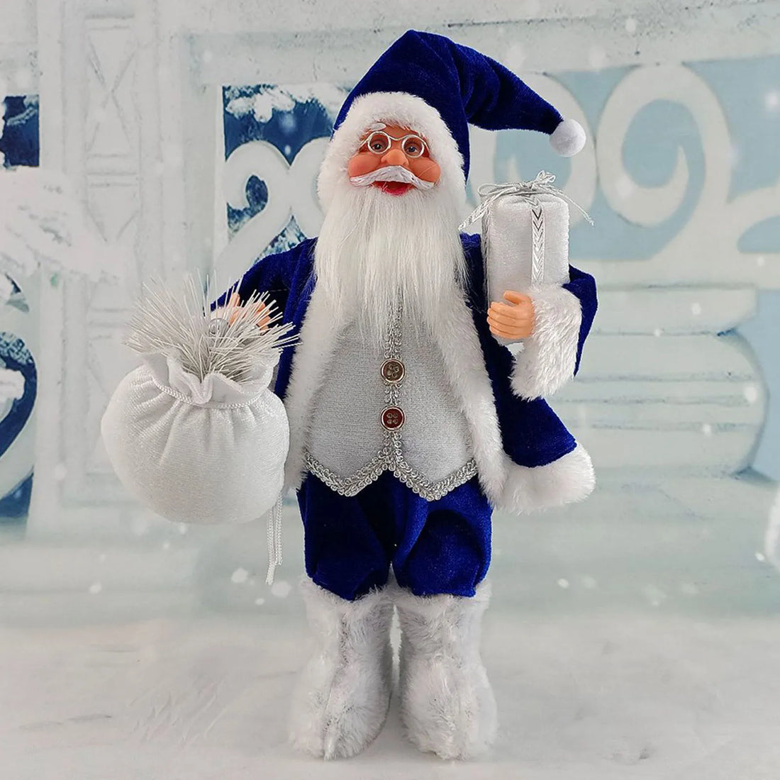 Christmas Sitting Standing Santa Claus Figurines Doll Cute 12inch Xmas Tree Party Ornament Table Office Fireplace Home Decor