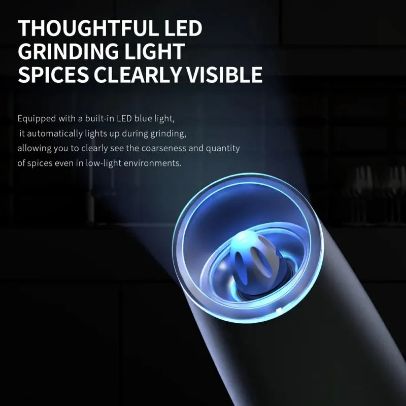 Electric Gravity Salt & Pepper Grinder with Adjustable Coarseness
