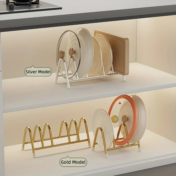 Heavy-Duty Stainless Steel Kitchen Organizer Multi-Tier Countertop Storage Rack For Utensil Plate, Cutting Board & Knife Holder