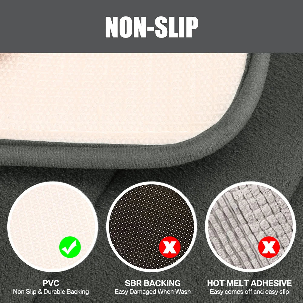 Velvet Memory Foam Bathroom Rug Set Of 3 Water Absorption Non Slip Extra Soft Bath Mats Machine Washable&Dry Toilet Floor Mat